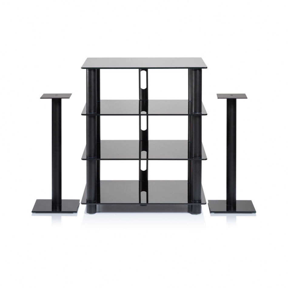 Norstone Epur 4, Hifi-rack med svart stomme och svart glas