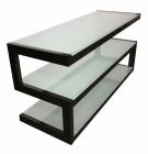 Norstone Esse, TV/mediabänk svart med vitfrostade glashyllor Norstone Esse, TV/mediabänk svart med vitfrostade glashyllor