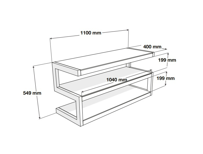 Norstone Esse AV, mediabänk svart stomme med hyllplan i valnöt