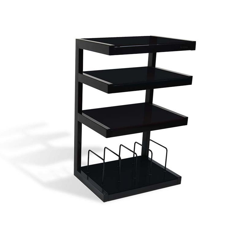 Norstone Esse Hifi Vinyl, svarta hyllor med vinylfack