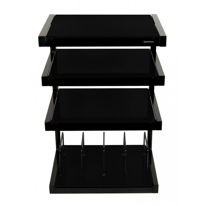 Norstone Esse Hifi Vinyl, svarta hyllor med vinylfack
