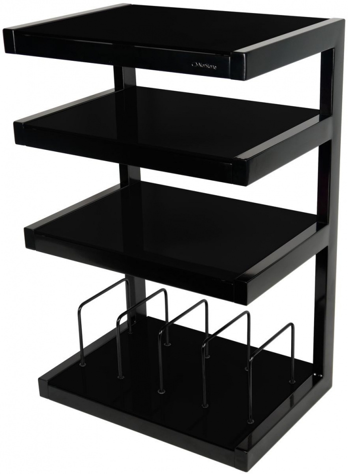Norstone Esse Hifi Vinyl, svarta hyllor med vinylfack