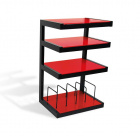 Norstone Esse Hifi Vinyl, mattsvart med röda hyllor & vinylfack Norstone Esse Hifi Vinyl, mattsvart med röda hyllor & vinylfack