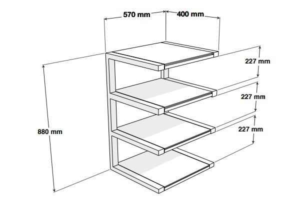 Norstone Esse Hifi, vit stomme med hyllplan i ek