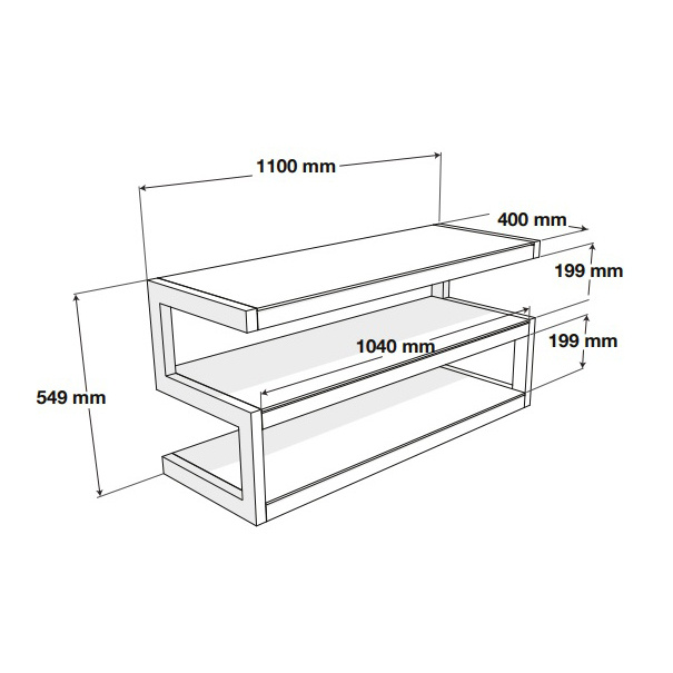 Norstone Esse AV, mediabänk vit stomme med hyllplan i ek