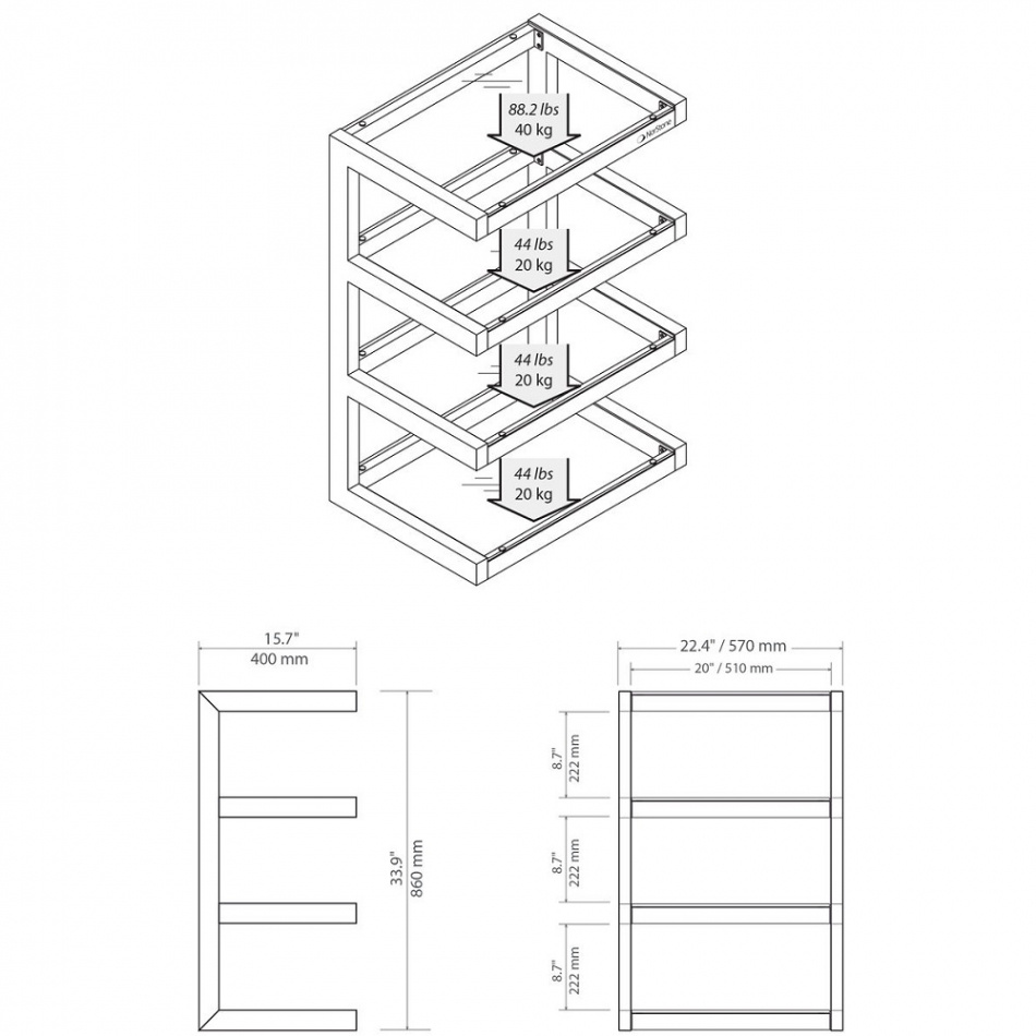 Norstone Esse Hifi, mattsvart med svarta hyllplan