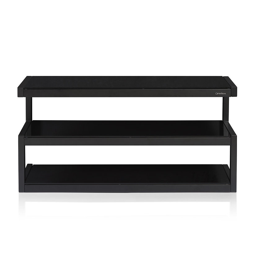 Norstone Esse AV, mediabänk mattsvart med svarta glashyllor