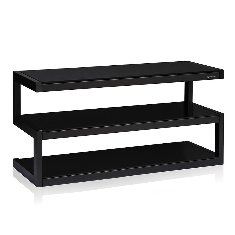 Norstone Esse AV, mediabänk mattsvart med svarta glashyllor