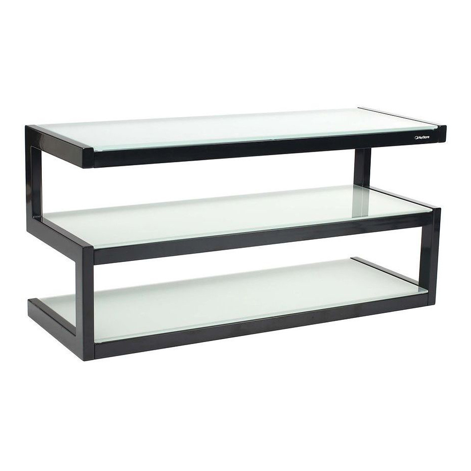 Norstone Esse AV, mediabänk mattsvart med frostade glashyllor