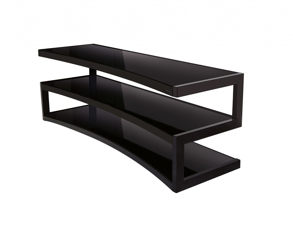 Norstone Esse Curve TV-bänk, mattsvart stomme med svarta hyllor