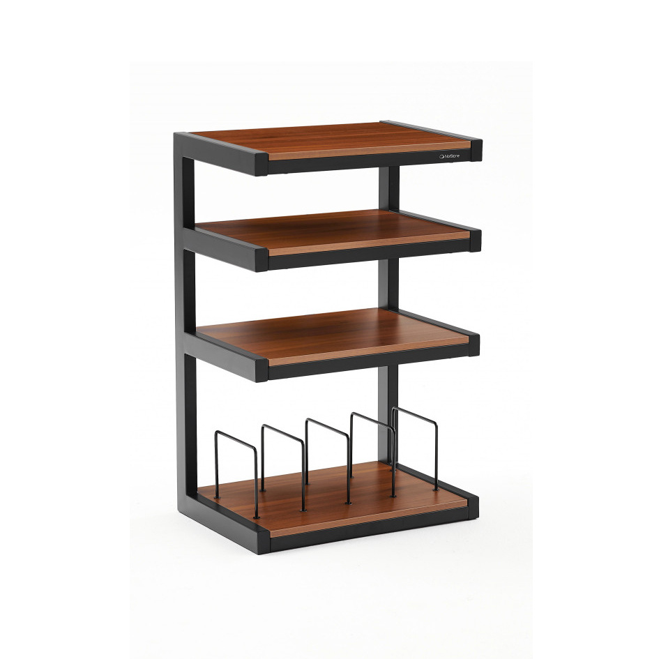 Norstone Esse Hifi Vinyl, mattsvart med valnötshyllor & vinylfack