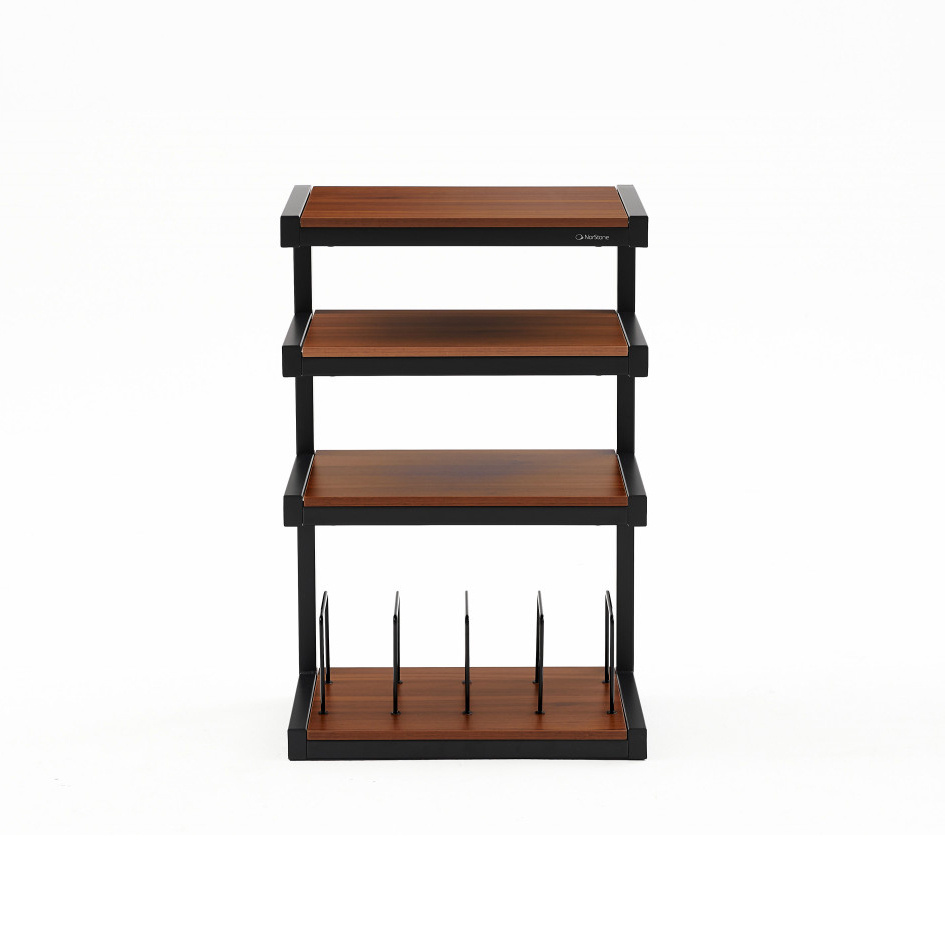 Norstone Esse Hifi Vinyl, mattsvart med valnötshyllor & vinylfack