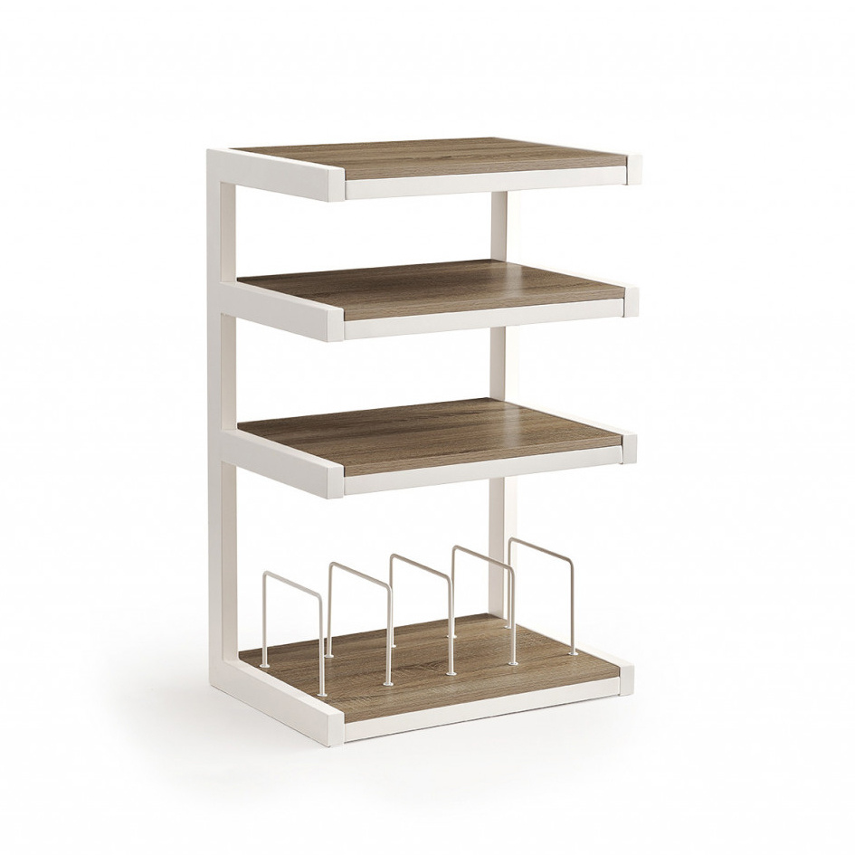 Norstone Esse Hifi Vinyl, mattvit med ekhyllor & vinylfack