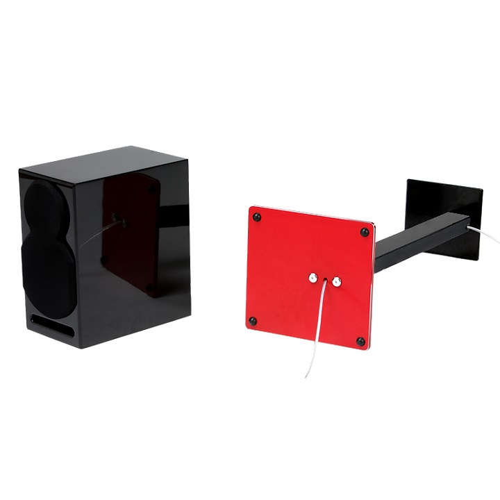 Norstone Esse Stand högtalarstativ 61 cm, mattsvart par med röd fot