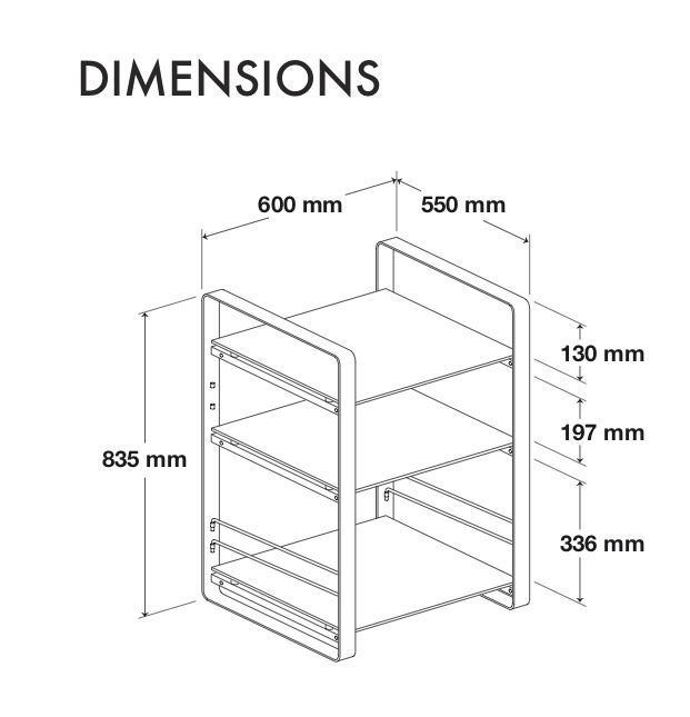 Norstone Loft Central, svart med valnöt hyllplan