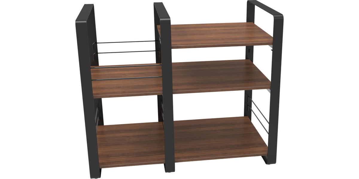 Norstone Loft Central, svart med valnöt hyllplan