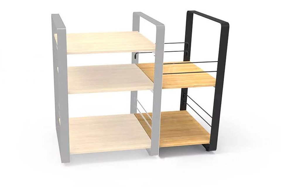 Norstone Loft Side, svart med bambu hyllplan