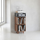 Norstone Stockholm 1100 mediabänk med vinylförvaring, svart/valnöt Norstone Stockholm 1100 mediabänk med vinylförvaring, svart/valnöt