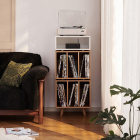 Norstone Stockholm 1100 mediabänk med vinylförvaring, vit/ek Norstone Stockholm 1100 mediabänk med vinylförvaring, vit/ek