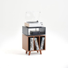 Norstone Stockholm 700 mediabänk med vinylförvaring, svart/valnöt Norstone Stockholm 700 mediabänk med vinylförvaring, svart/valnöt