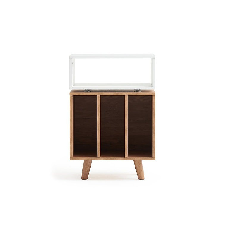 Norstone Stockholm 700 mediabänk med vinylförvaring, vit/ek