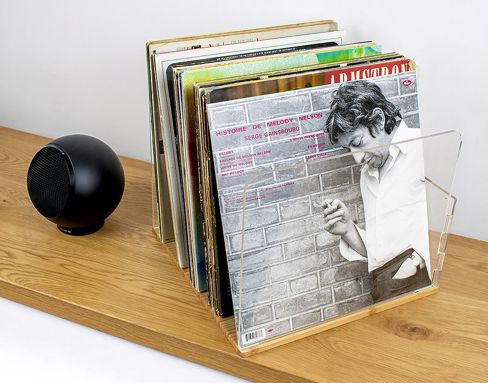 NorStone Vinyl L PR, förvaring av vinylskivor bambu/plexiglas