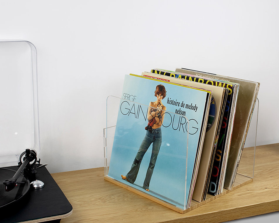 NorStone Vinyl L PR, förvaring av vinylskivor bambu/plexiglas