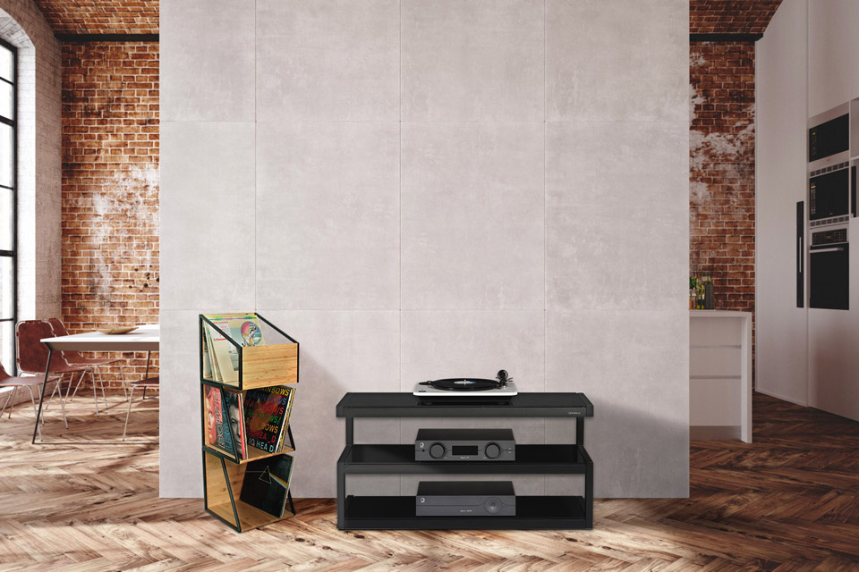 NorStone Vinyl LP Case, förvaring av vinylskivor bambu/svart