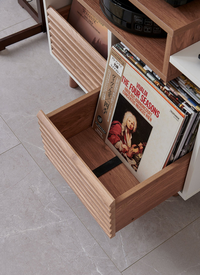 NorStone Oslo Vinyl 800 mediabänk för skivspelare & elektronik, ljus ek/vit