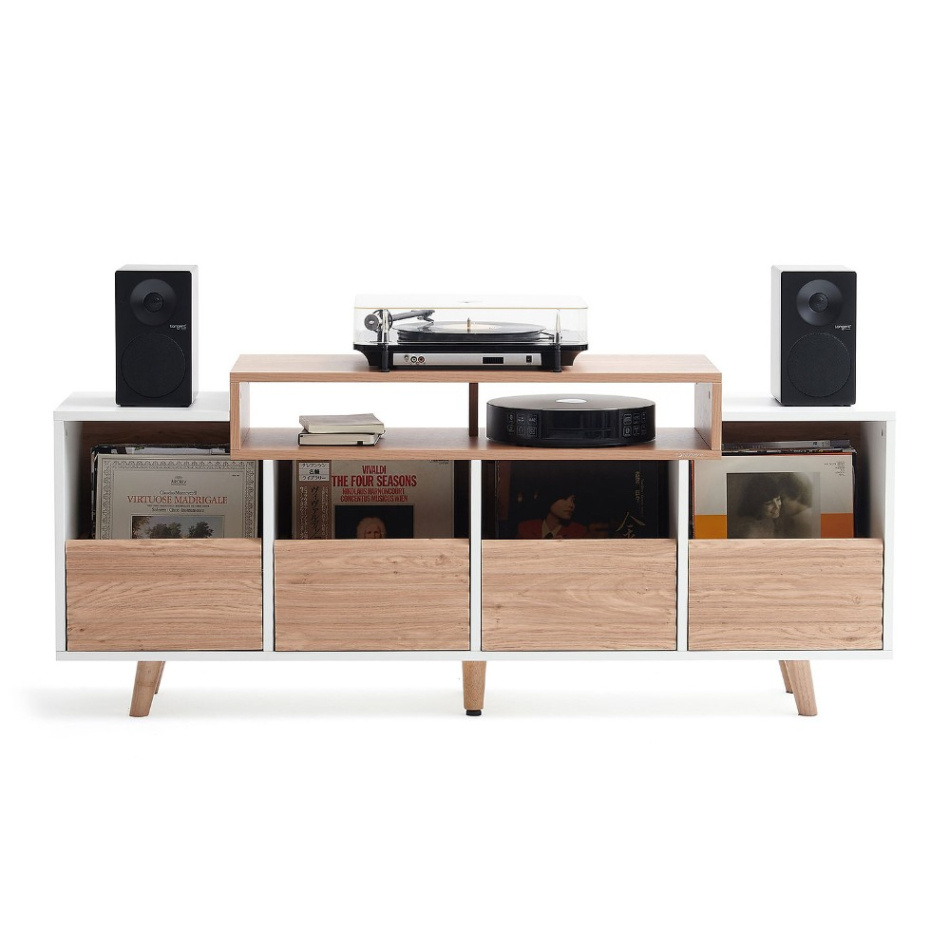 NorStone Oslo Vinyl 1600 mediabänk för skivspelare & elektronik, ljus ek/vit