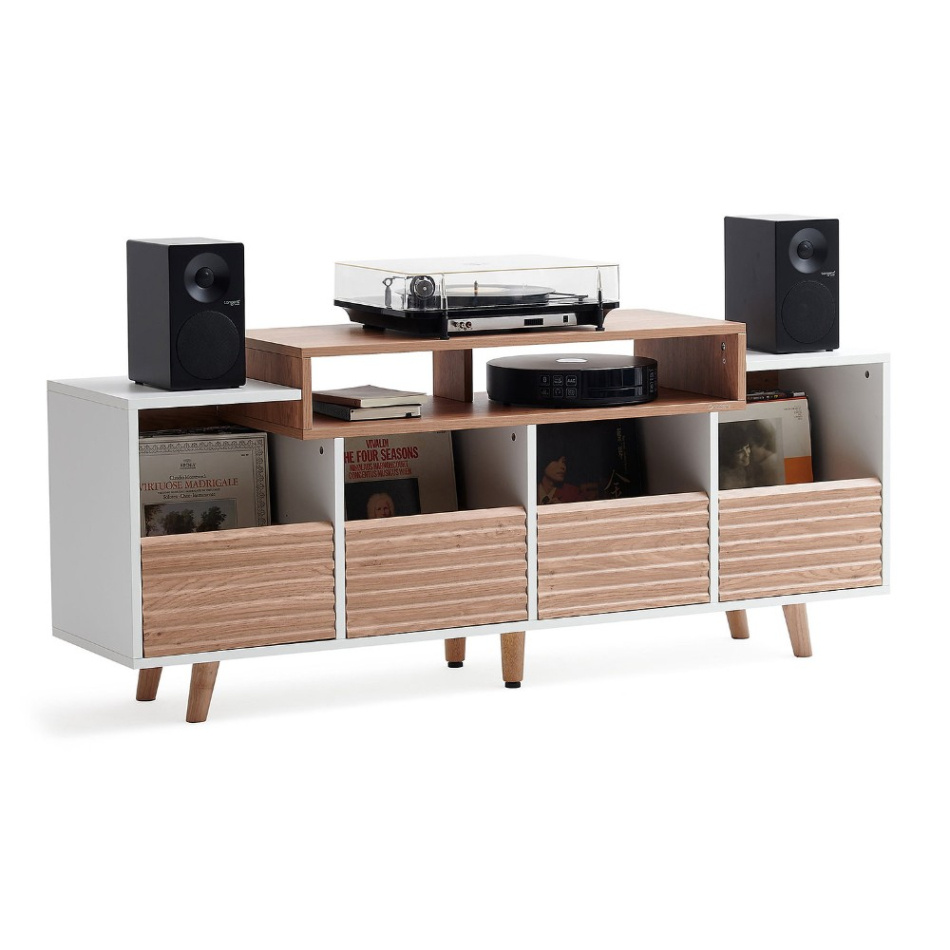 NorStone Oslo Vinyl 1600 mediabänk för skivspelare & elektronik, ljus ek/vit