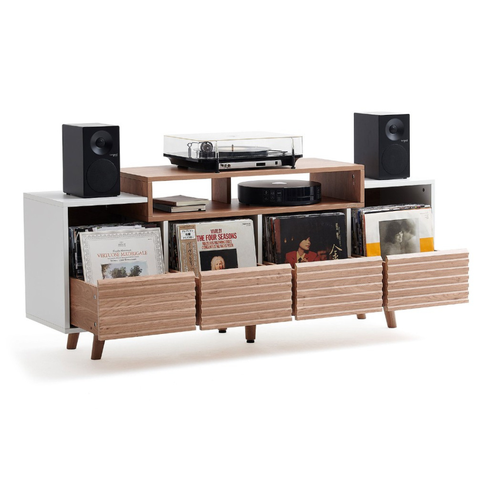 NorStone Oslo Vinyl 1600 mediabänk för skivspelare & elektronik, ljus ek/vit