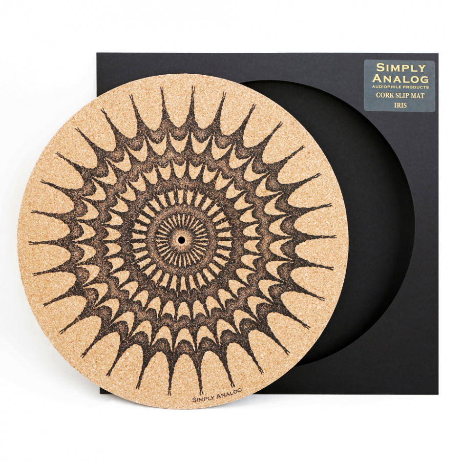 Simply Analog Cork Slipmat Iris, korkmatta med tryck för vinylspelare