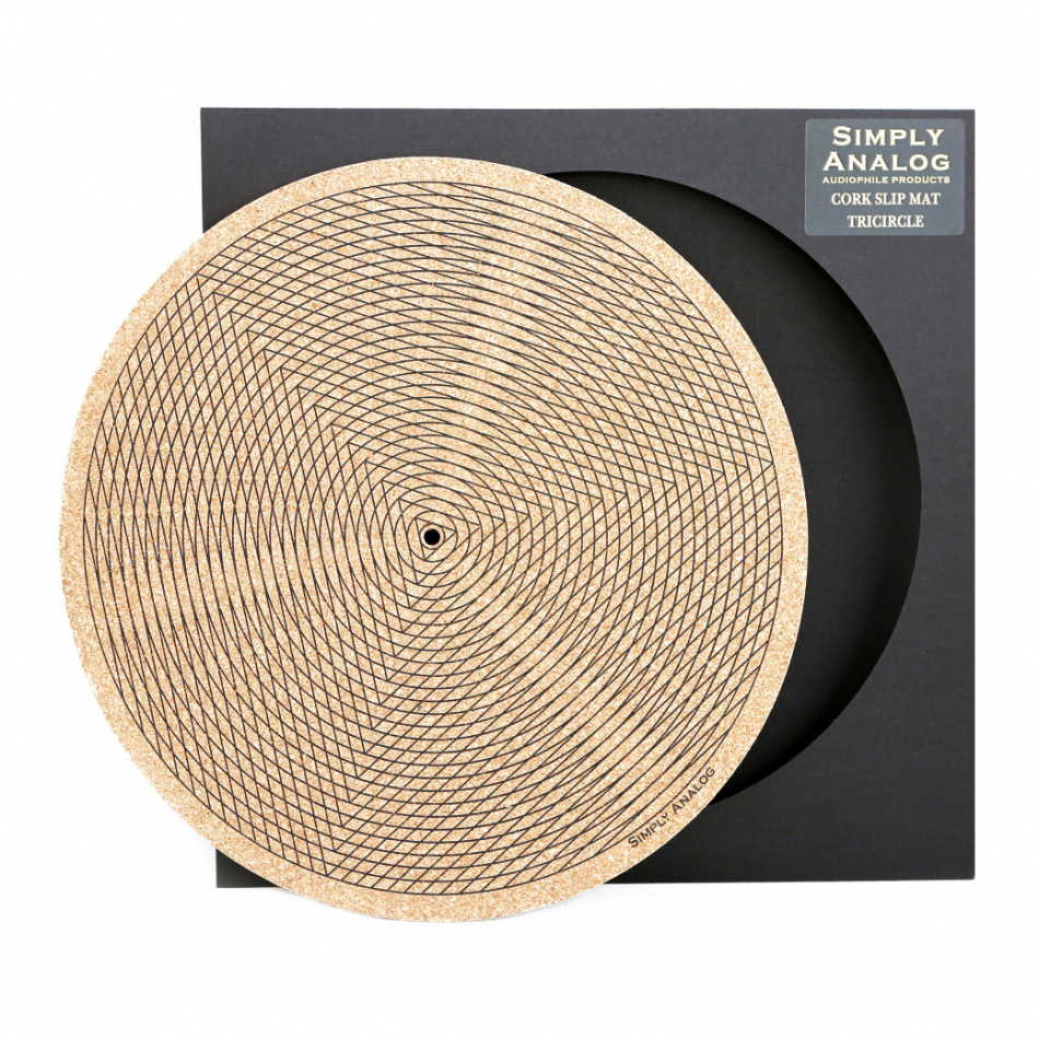 Simply Analog Cork Slipmat Tricircle, korkmatta med tryck för vinylspelare