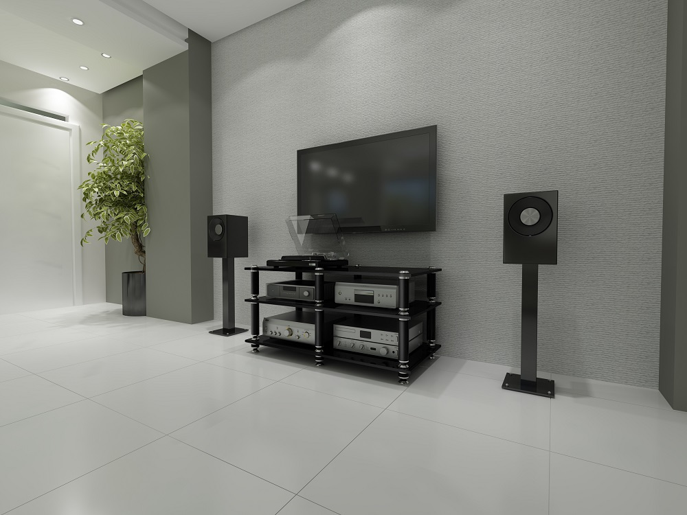 Norstone Stäbbl AV, TV/mediabänk pianosvart