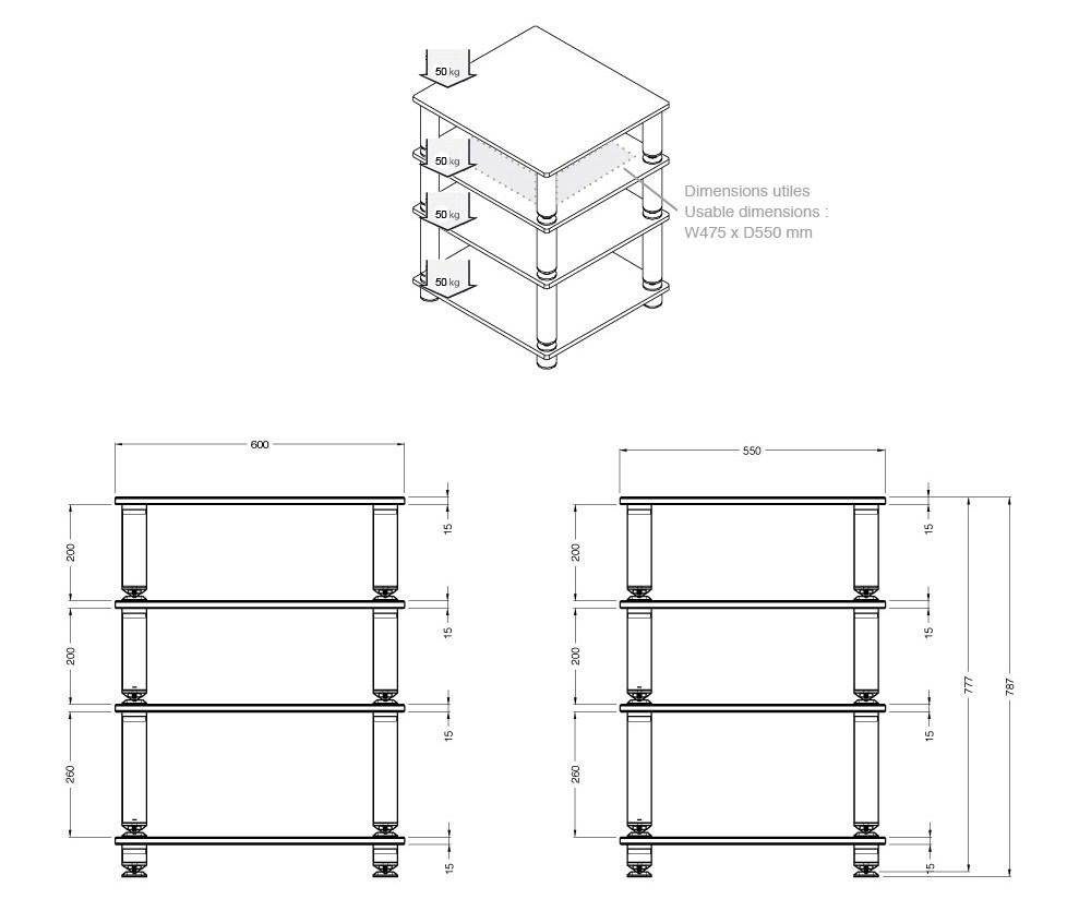 Norstone Stäbbl Hifi stereobänk, mattsvart