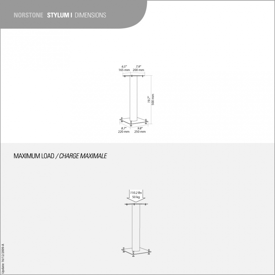 Norstone Stylum 1, mattsvarta högtalarstativ 50 cm höga