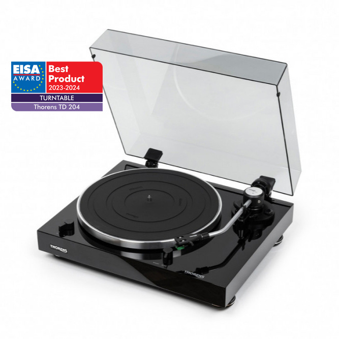 Thorens TD 204 skivspelare med Audio Technica AT95E-pickup, svart