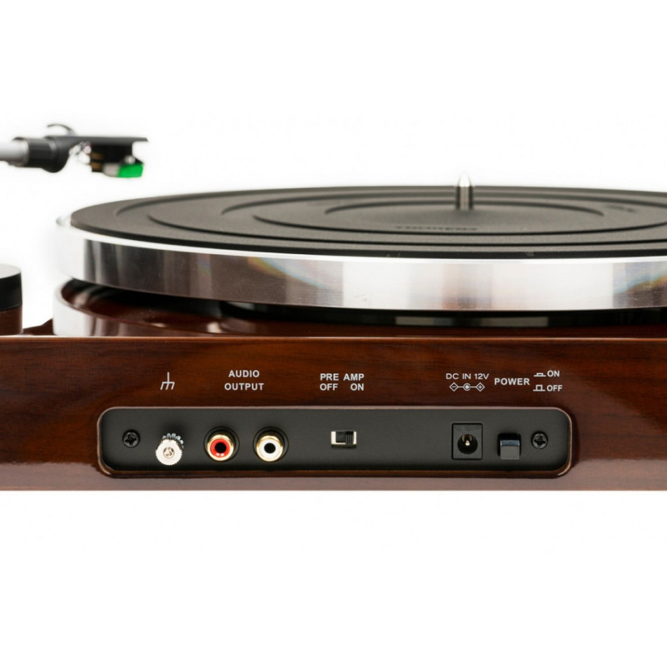 Thorens TD 204 skivspelare med Audio Technica AT95E-pickup, valnöt