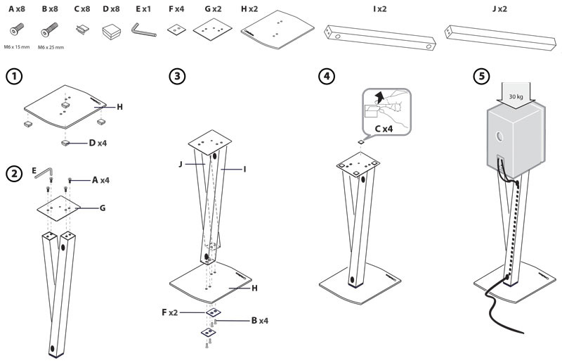 Norstone Walk Stand högtalarstativ, pianosvart par