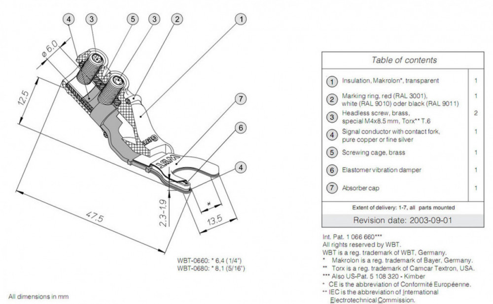 WBT-0661Ag Nextgen spadkontakt 6 mm vit färgmärkning, styck