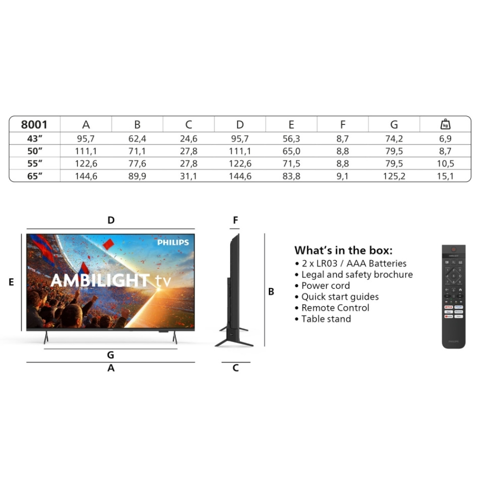 Philips 43PUS8001/12, 43-tums 4K UHD Ambilight-TV