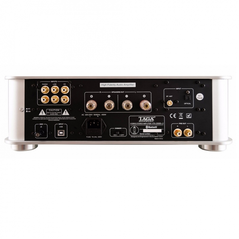 TAGA Harmony HTA-2000B v2 rörbestyckad stereoförstärkare med Bluetooth & DAC, silver