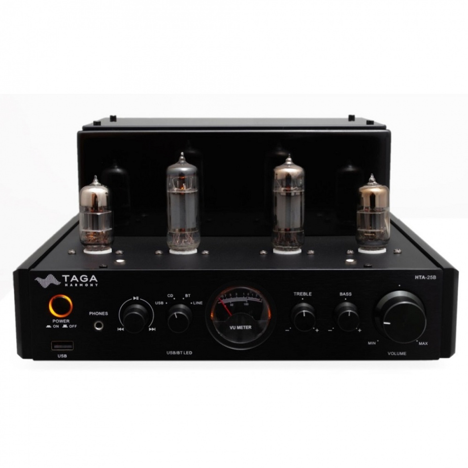 TAGA Harmony HTA-25B rörbestyckad stereoförstärkare med Bluetooth, svart