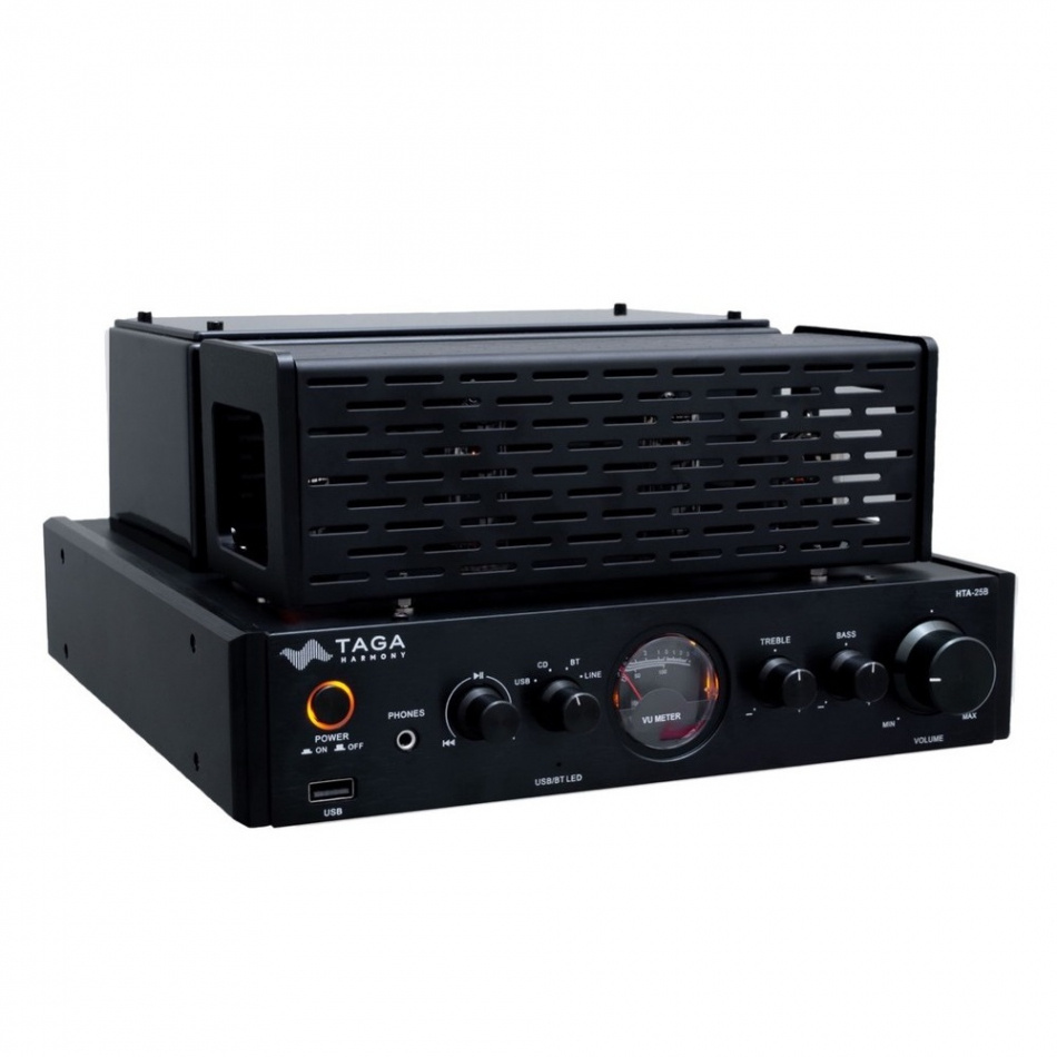 TAGA Harmony HTA-25B rörbestyckad stereoförstärkare med Bluetooth, svart