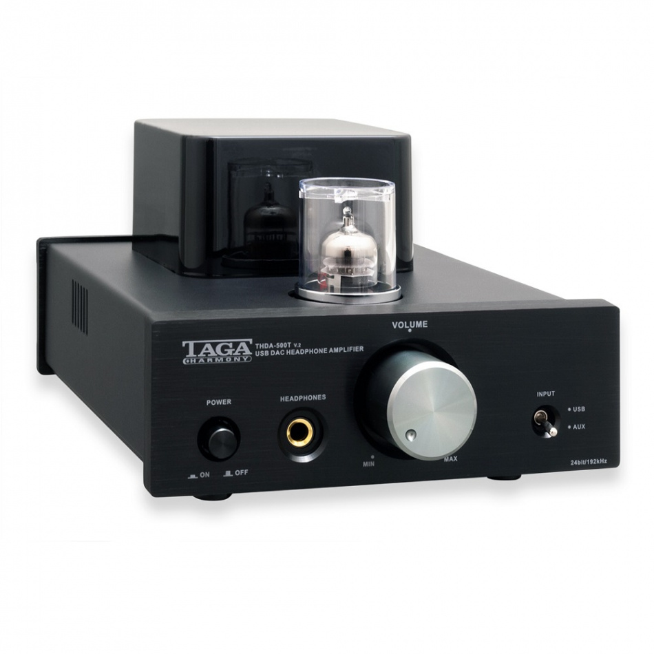TAGA Harmony THDA-500T v2 rörbestyckad hörlursförstärkare med USB DAC, svart
