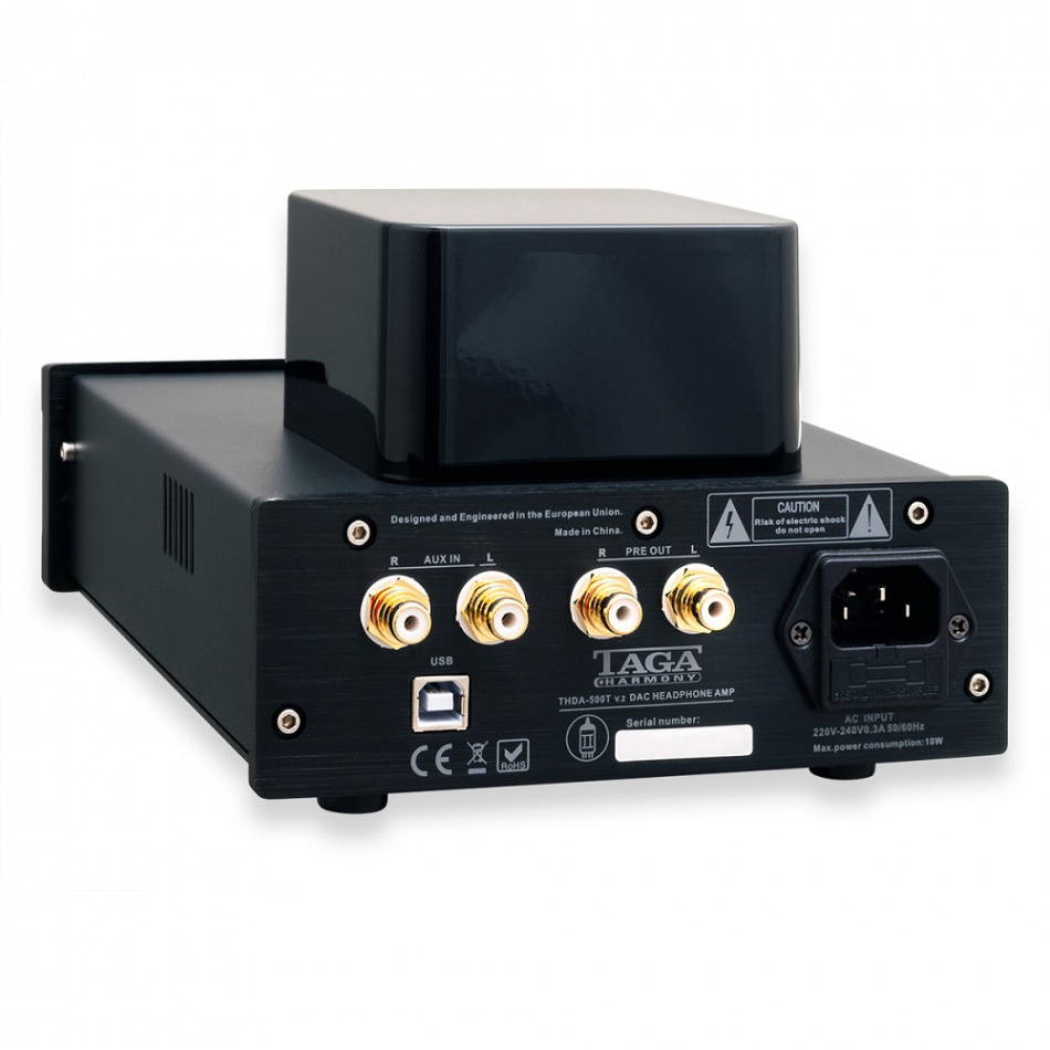 TAGA Harmony THDA-500T v2 rörbestyckad hörlursförstärkare med USB DAC, svart
