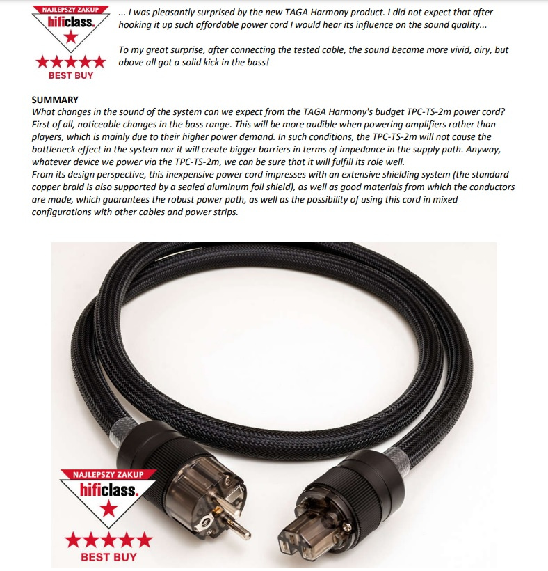 TAGA Harmony TPC-TS strömkabel med C15-kontakt