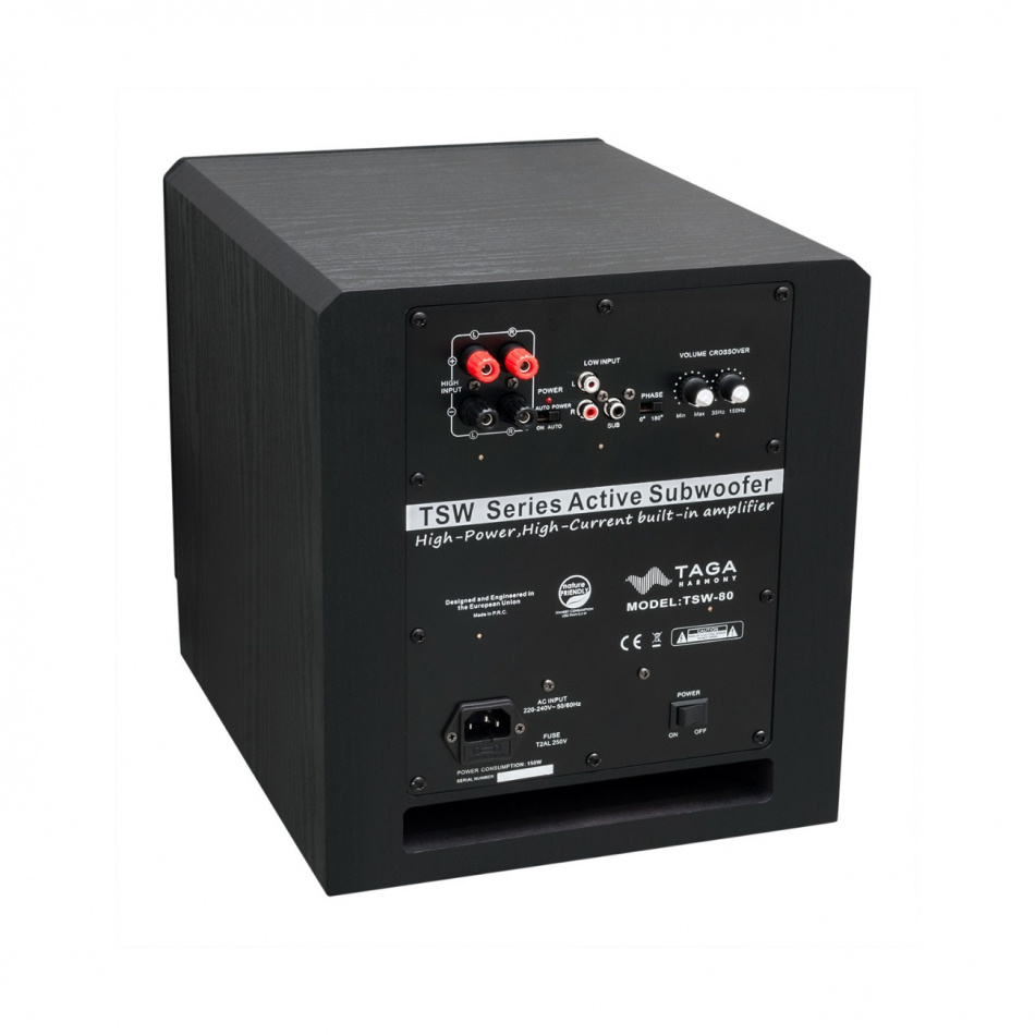 Taga Harmony TSW-80 aktiv subwoofer, svart