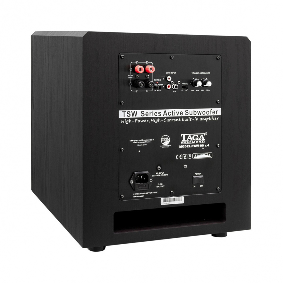 Taga Harmony TSW-90 v4 aktiv subwoofer, svart
